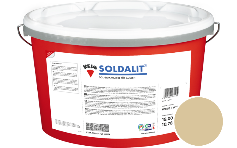 KEIM Soldalit 2,5kg Silikat-Fassadenfarbe / Get�nt im Farbton RAL 1014 Elfenbein
