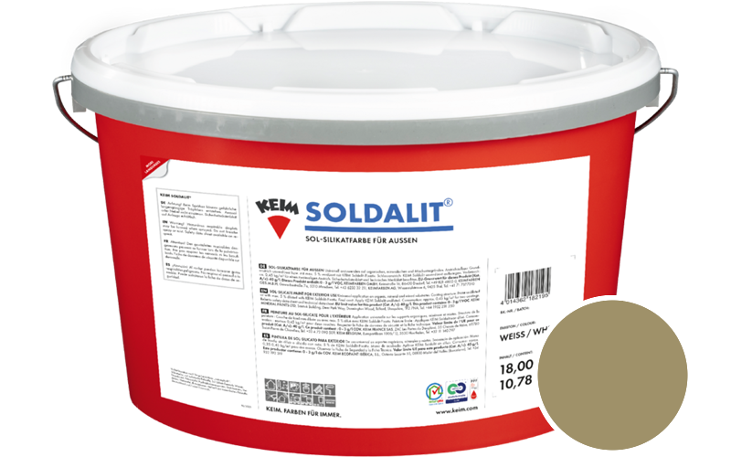 KEIM Soldalit 2,5kg Silikat-Fassadenfarbe / Get�nt im Farbton RAL 1020 Olivgelb