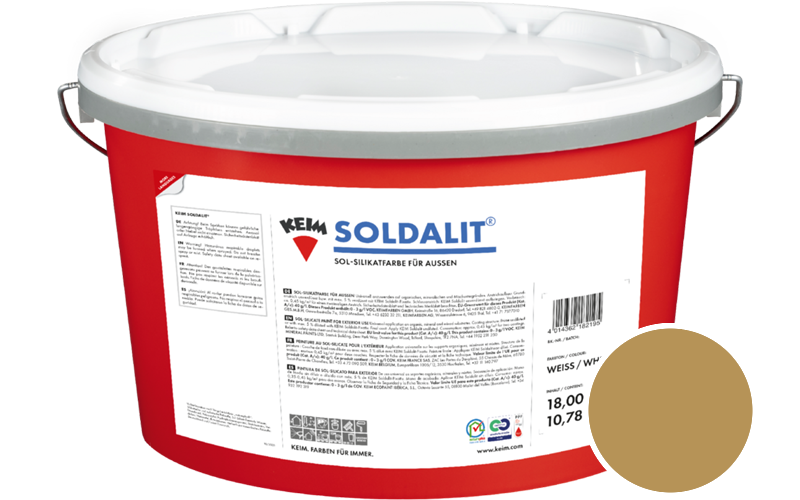 KEIM Soldalit 18kg Silikat-Fassadenfarbe / Get�nt im Farbton RAL 1024 Ockergelb