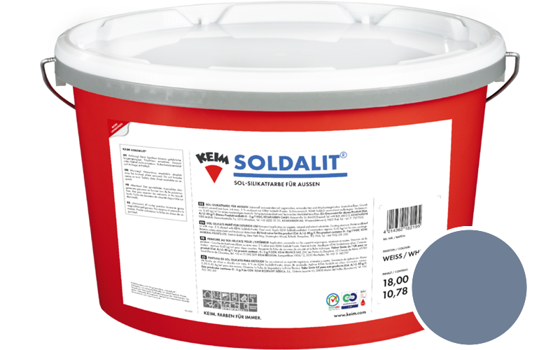 KEIM Soldalit 18kg Silikat-Fassadenfarbe / Get�nt im Farbton RAL 5014 Taubenblau