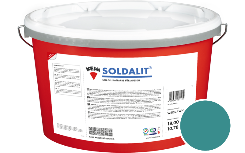 KEIM Soldalit 2,5kg Silikat-Fassadenfarbe / Get�nt im Farbton RAL 5018 Tuerkisblau