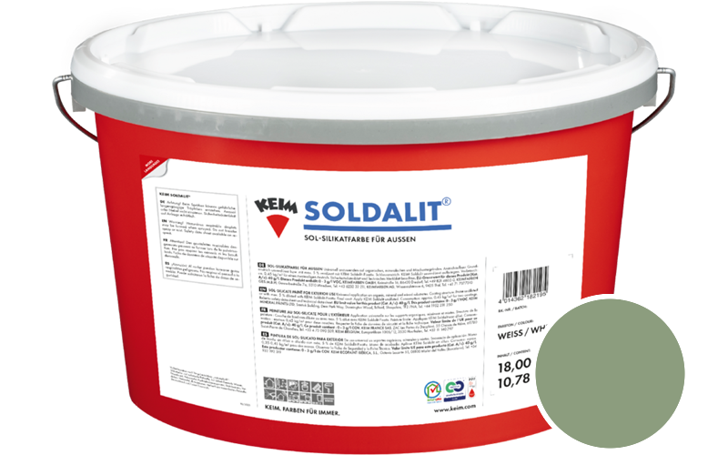 KEIM Soldalit 2,5kg Silikat-Fassadenfarbe / Get�nt im Farbton RAL 6021 Blassgr�n