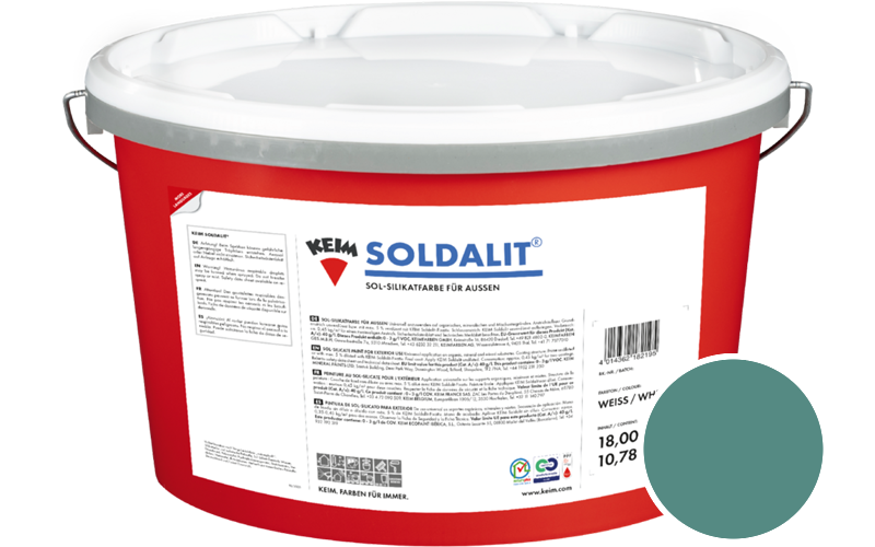 KEIM Soldalit 2,5kg Silikat-Fassadenfarbe / Get�nt im Farbton RAL 6033 Minttuerkis