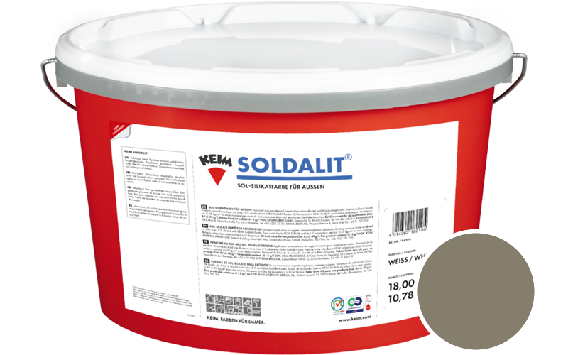 KEIM Soldalit 2,5kg Silikat-Fassadenfarbe / Get�nt im Farbton RAL 7002 Olivgrau
