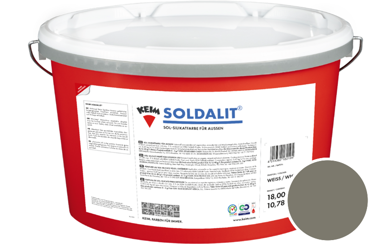 KEIM Soldalit 18kg Silikat-Fassadenfarbe / Get�nt im Farbton RAL 7003 Moosgrau