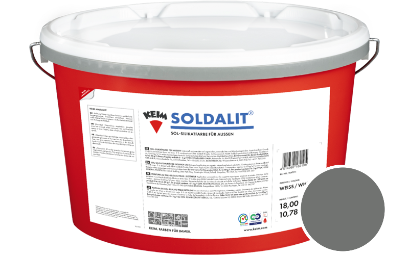 KEIM Soldalit 18kg Silikat-Fassadenfarbe / Get�nt im Farbton RAL 7005 Mausgrau
