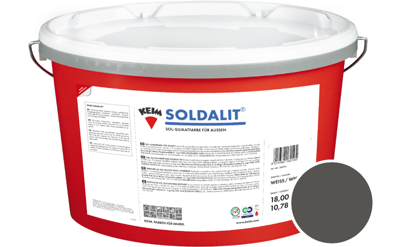 KEIM Soldalit 2,5kg Silikat-Fassadenfarbe / Get�nt im Farbton RAL 7022 Umbragrau