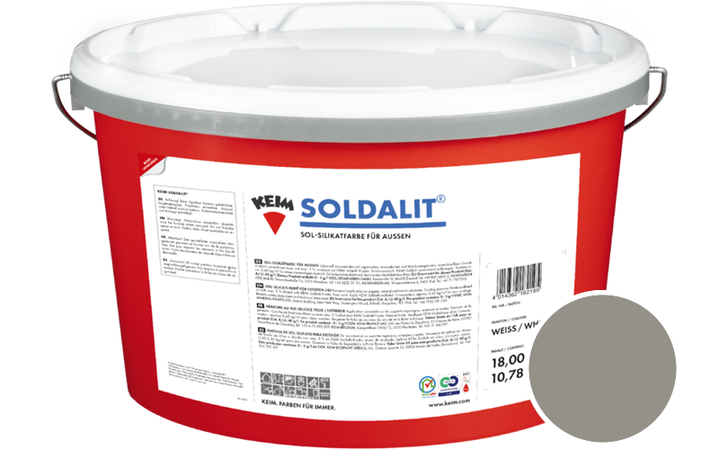 KEIM Soldalit 2,5kg Silikat-Fassadenfarbe / Get�nt im Farbton RAL 7030 Steingrau