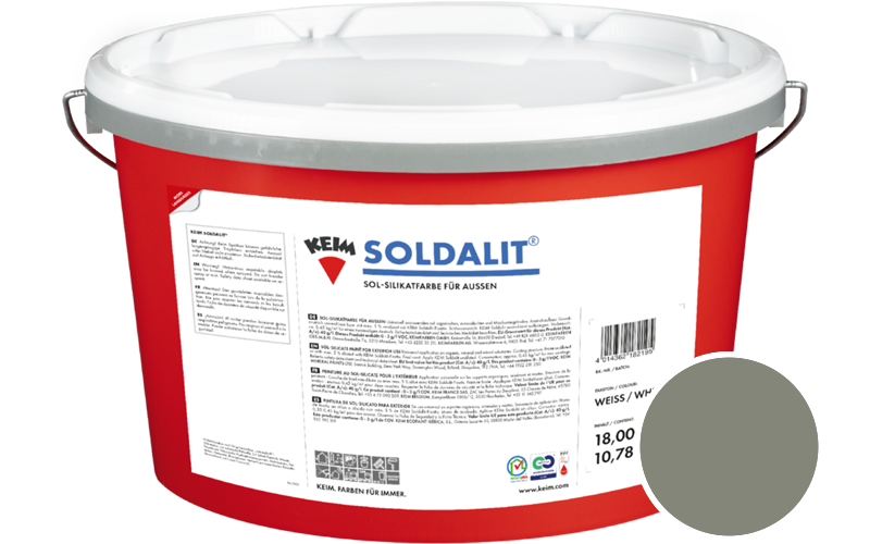 KEIM Soldalit 2,5kg Silikat-Fassadenfarbe / Get�nt im Farbton RAL 7033 Zementgrau