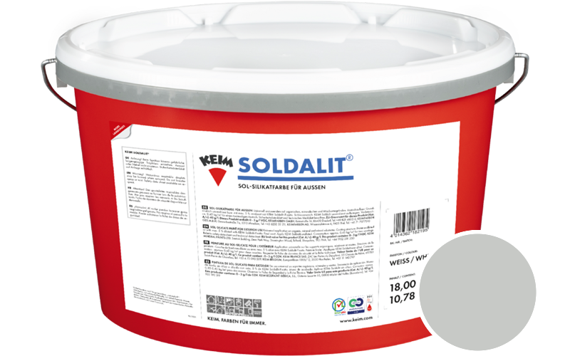 KEIM Soldalit 2,5kg Silikat-Fassadenfarbe / Get�nt im Farbton RAL 7035 Lichtgrau