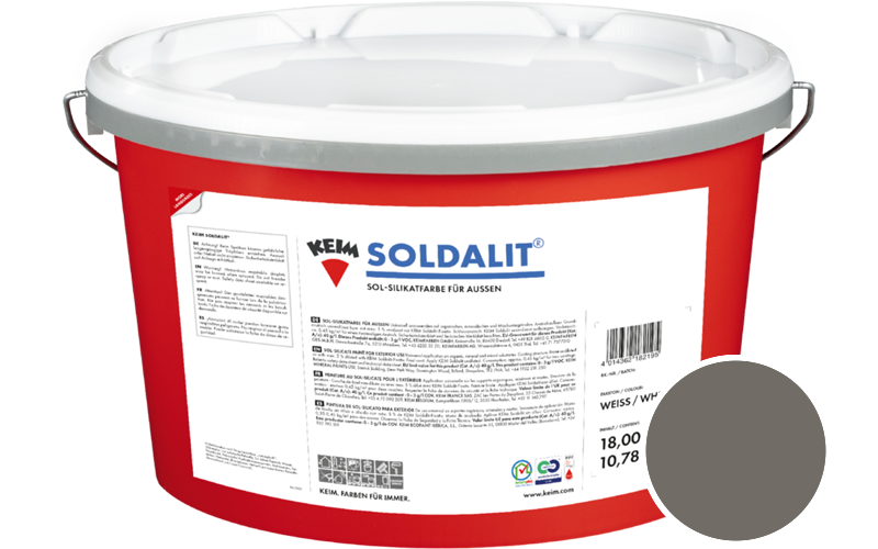 KEIM Soldalit 2,5kg Silikat-Fassadenfarbe / Get�nt im Farbton RAL 7039 Quarzgrau