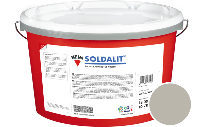 KEIM Soldalit 2,5kg Silikat-Fassadenfarbe / Get�nt im Farbton RAL 7044 Seidengrau