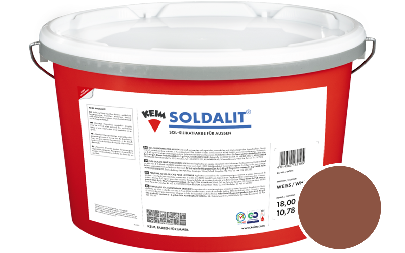 KEIM Soldalit 2,5kg Silikat-Fassadenfarbe / Get�nt im Farbton RAL 8004 Kupferbraun