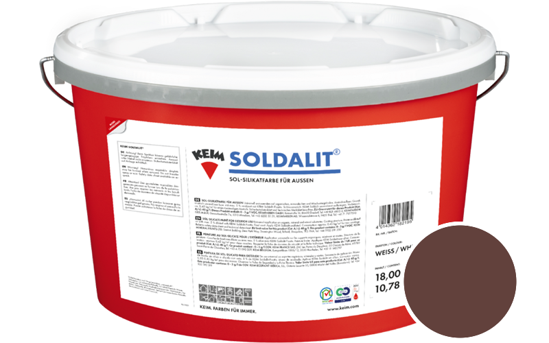 KEIM Soldalit 2,5kg Silikat-Fassadenfarbe / Get�nt im Farbton RAL 8015 Kastanienbraun