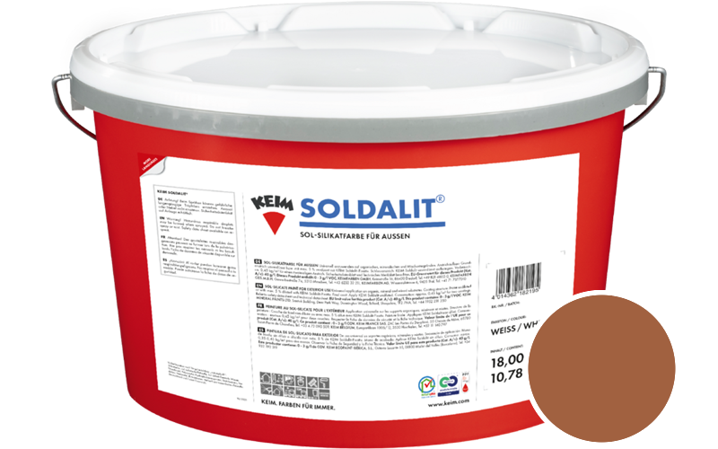 KEIM Soldalit 2,5kg Silikat-Fassadenfarbe / Get�nt im Farbton RAL 8023 Orangebraun