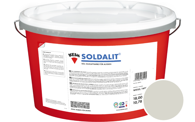 KEIM Soldalit 2,5kg Silikat-Fassadenfarbe / Get�nt im Farbton RAL 9002 Grauweiss