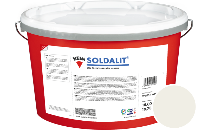 KEIM Soldalit 5kg Silikat-Fassadenfarbe / Get�nt im Farbton RAL 9010 Reinweiss