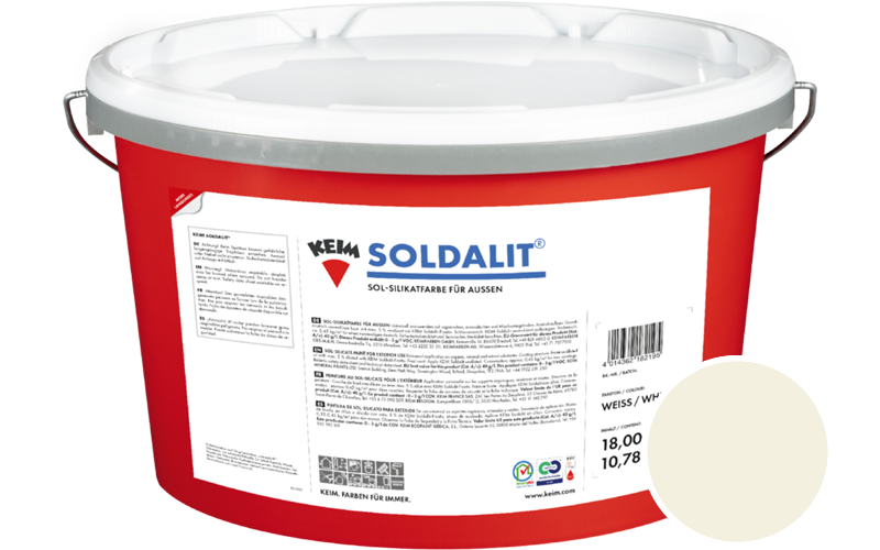 KEIM Soldalit 2,5kg Silikat-Fassadenfarbe / Get�nt im Farbton RAL 9012 Reinraumweiss