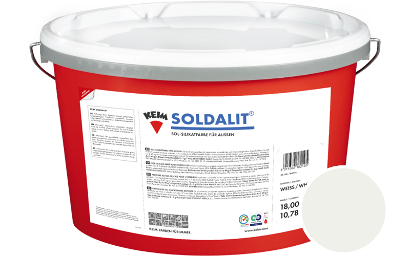 KEIM Soldalit 2,5kg Silikat-Fassadenfarbe / Get�nt im Farbton RAL 9016 Verkehrsweiss