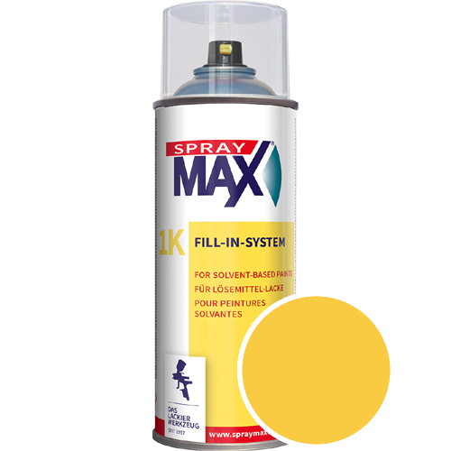SprayMax Lackspray mit Caparol Seidenmatt-Buntlack - 400ml Spraydose in Wunschfarbe Lackspraydose / Get�nt im Farbton Canari 12