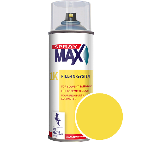 SprayMax Lackspray mit Caparol Seidenmatt-Buntlack - 400ml Spraydose in Wunschfarbe Lackspraydose / Get�nt im Farbton Citrus 100