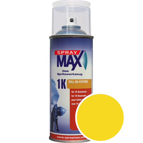 SprayMax Lackspray mit Caparol Seidenmatt-Buntlack - 400ml Spraydose in Wunschfarbe Lackspraydose / Getönt im Farbton Citrus 95
