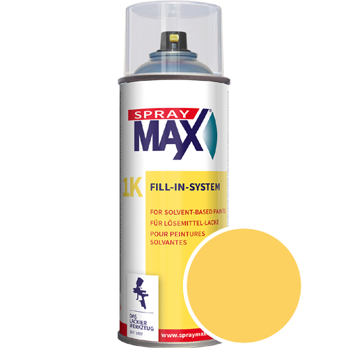 SprayMax Lackspray mit Caparol Seidenmatt-Buntlack - 400ml Spraydose in Wunschfarbe Lackspraydose / Get�nt im Farbton Ginster 145